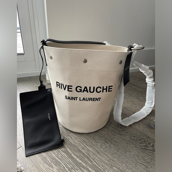 Saint Laurent Rive Gauche Linen Bucket bag / authentic/ never worn - Picture 2 of 4